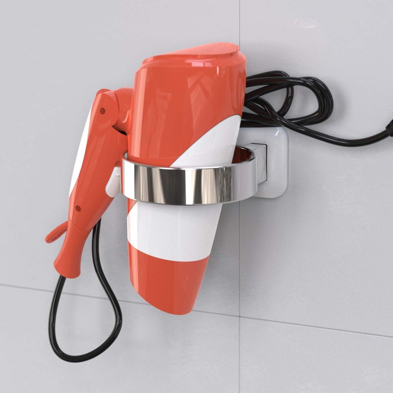 RAIKEDR Hair Dryer Holder  Bathroom Hair Dryer Holder  Hair Care Tools Holder Wall Mount - Extra Large Rim (Silvery) - Image 5